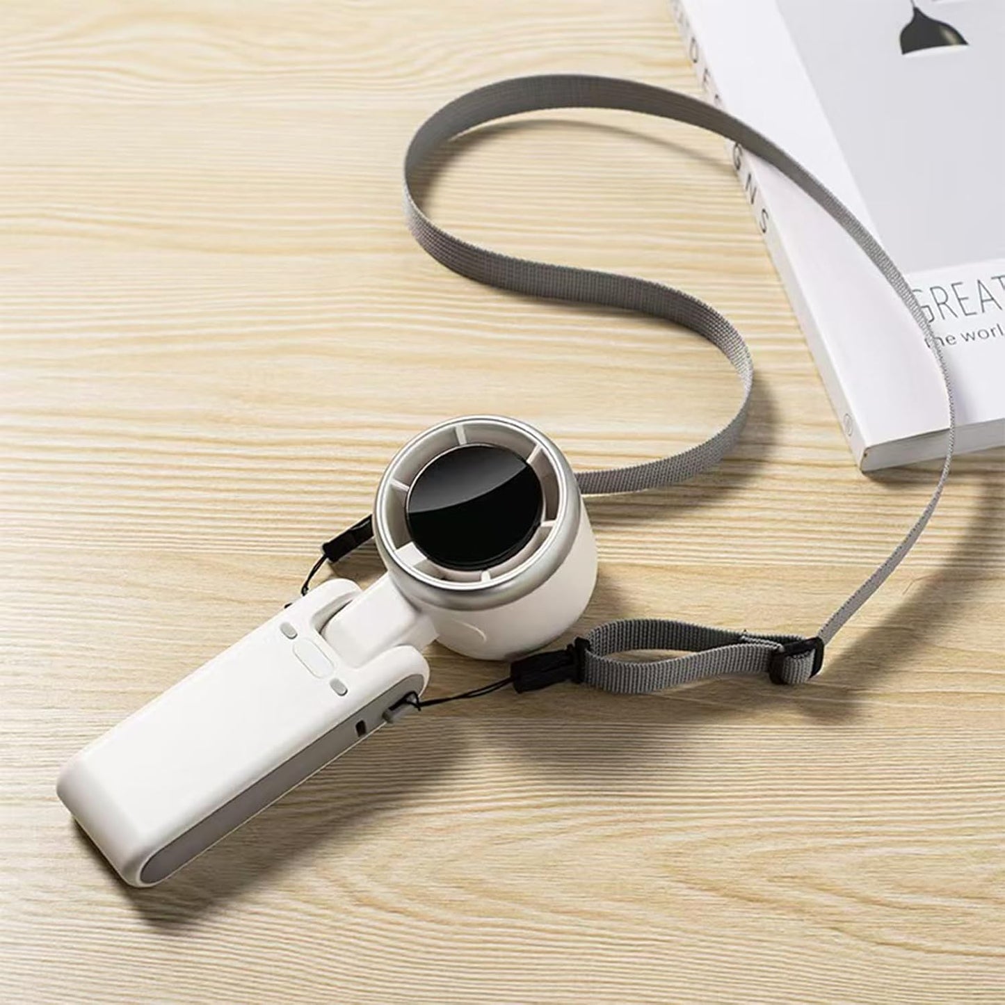 Portable Handheld Fan, 5-Speed Turbo Wind, Digital LED Display, 1800mAh Rechargeable Battery