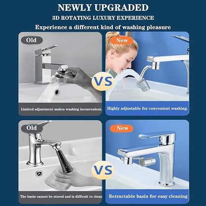 Universal Sink Faucet 360° Rotatable Faucet Aerator Extension,  2 Modes Adjustable U Shaped Faucet Extender