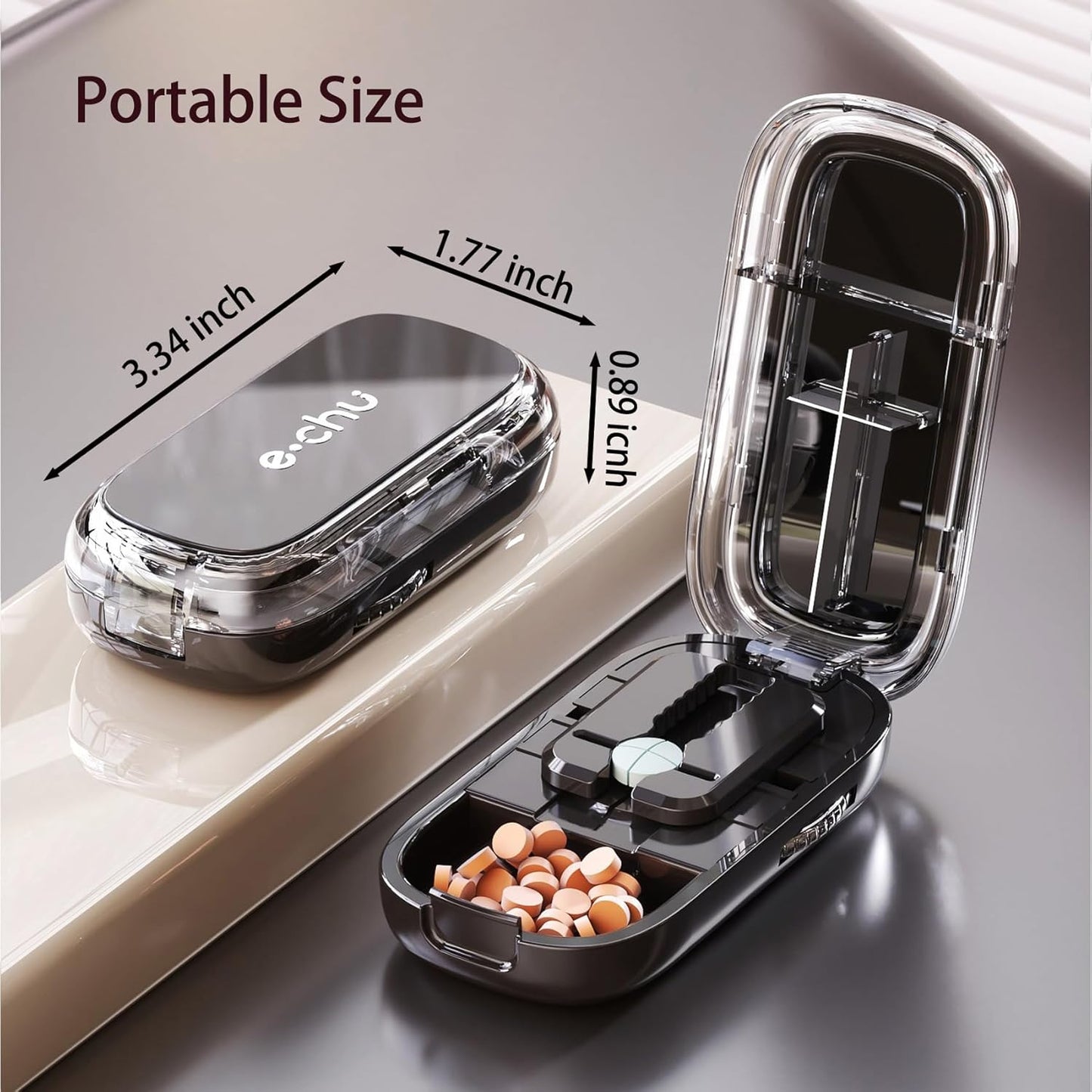 1/2 & 1/4 Adjustable Pill Splitter with Centering Device
