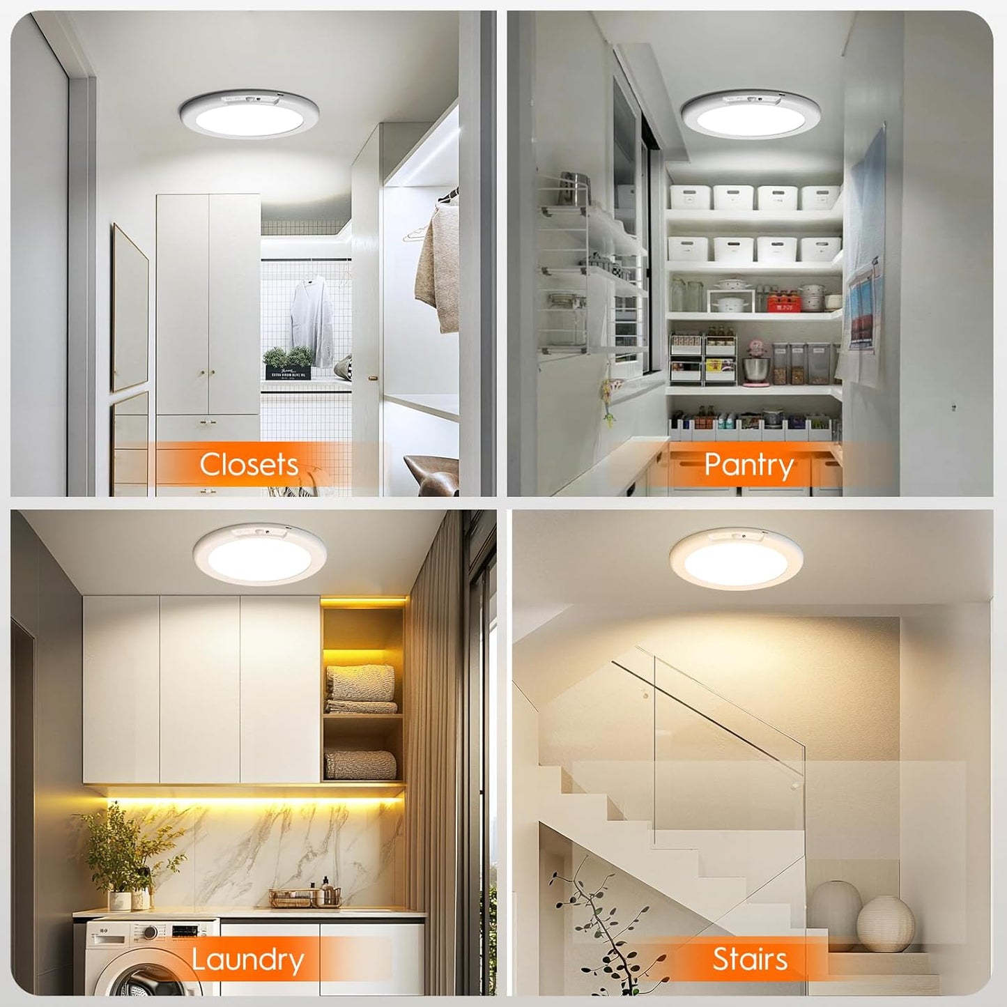 Rechargeable Motion Sensor Ceiling Light, Wireless Ceiling Lights Battery Operated Closet Light with Remote