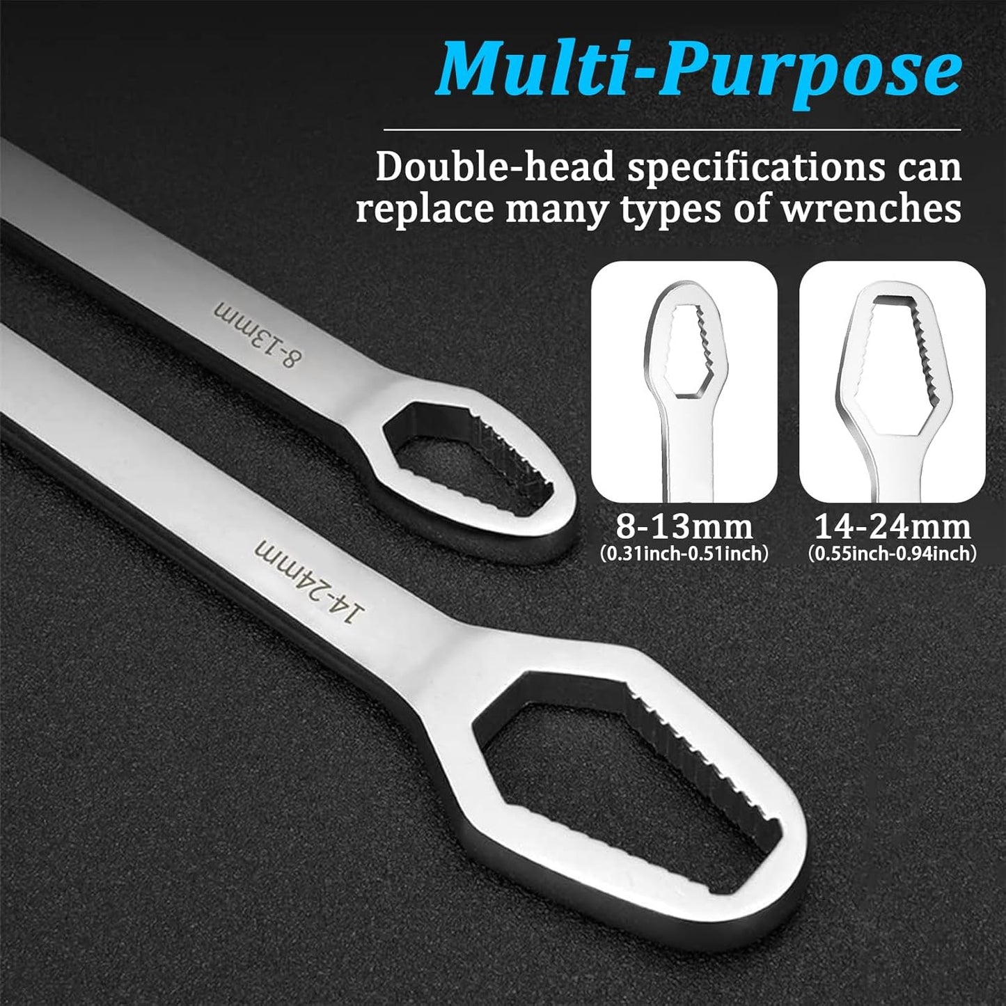 2Pcs Universal Torx Wrench Double-Head Self-Tightening Wrench