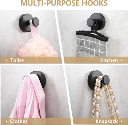2 Pcs Removable Suction Cup Hooks for Bathroom Window Glass Door Wall