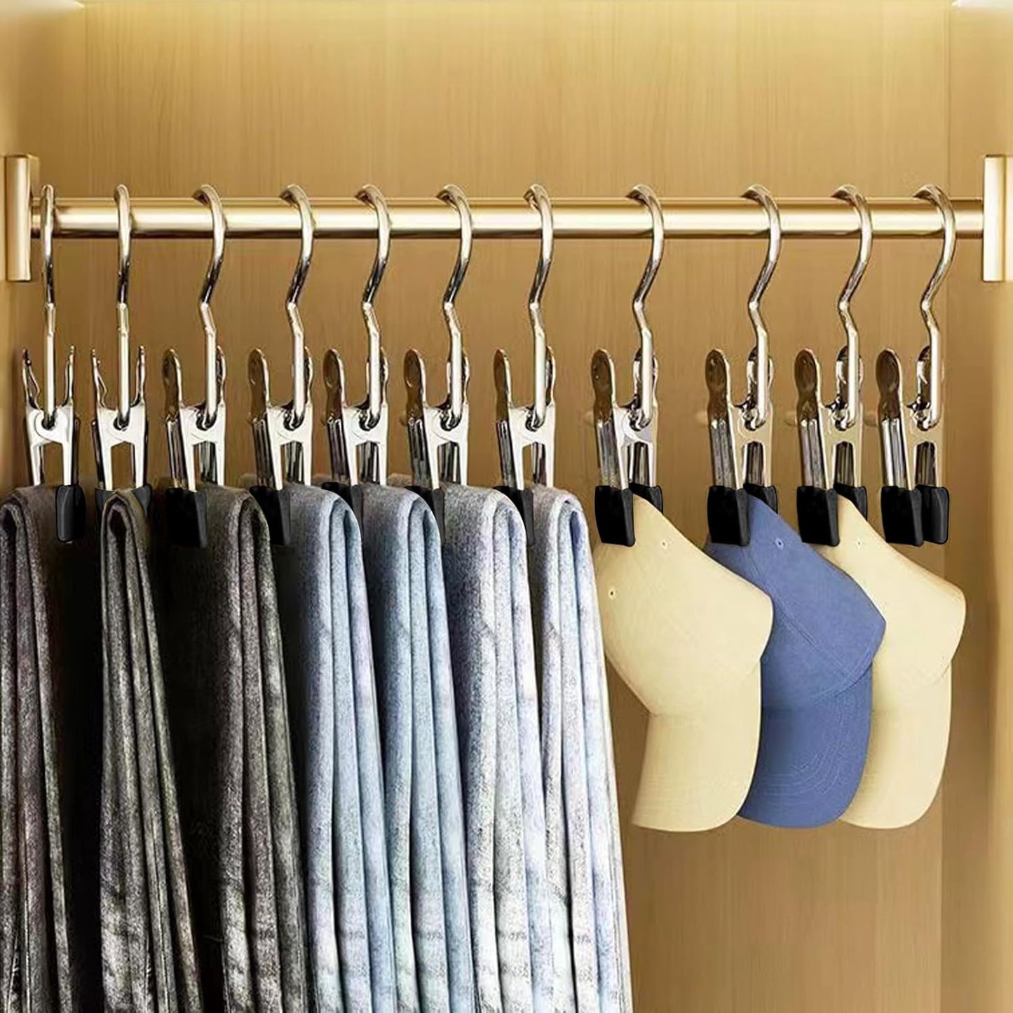 10Pcs Stainless Multi Function Clip Hooks,Laundry Hanging Hooks Clips,Closet Hangers,Boot Clips