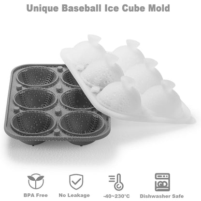 Large Baseball Silicone Fun Shapes Whiskey Ice Mold with Funnel