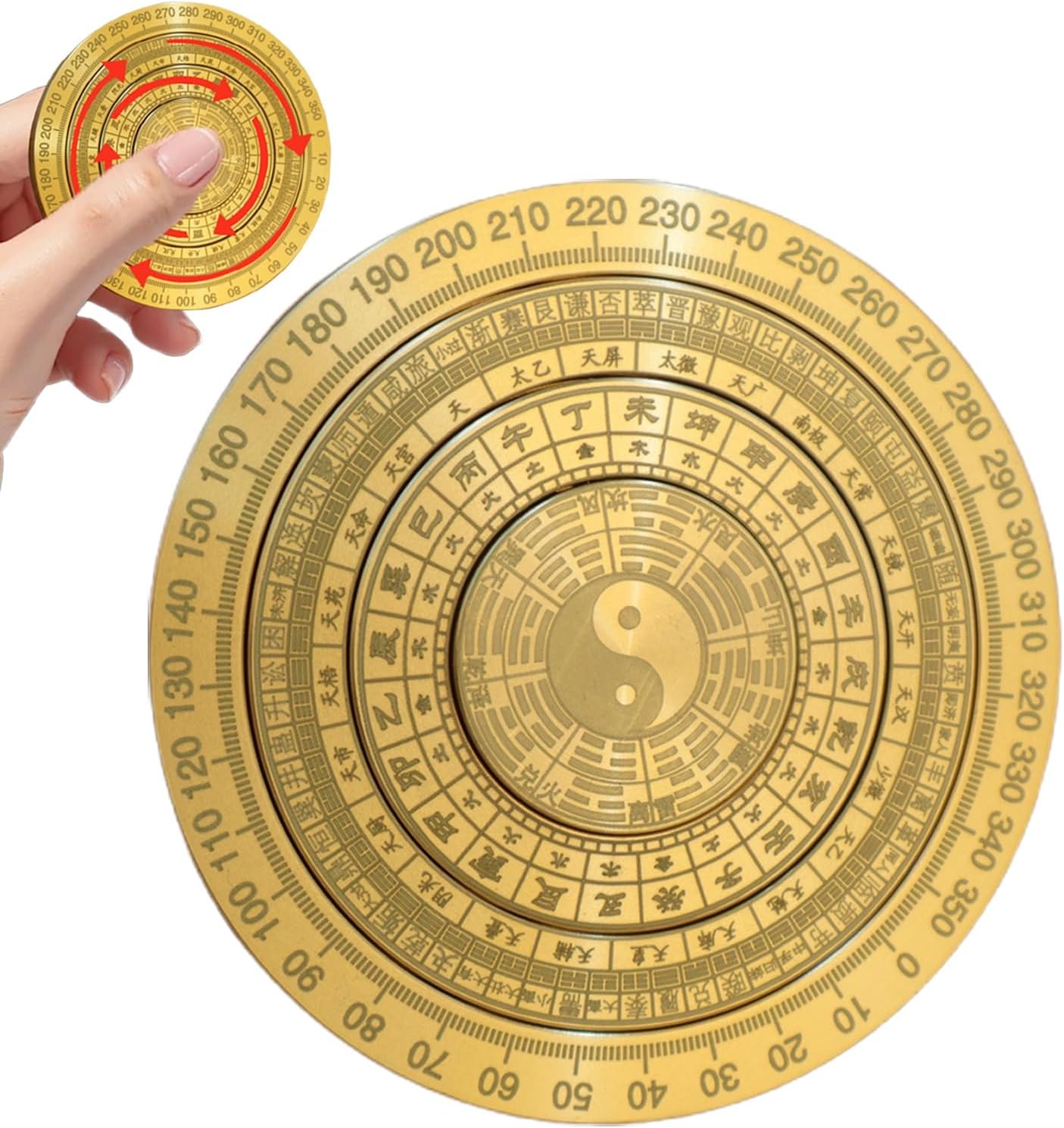 Mini Rotation Compass Feng Shui Amulet Ornament Good Luck