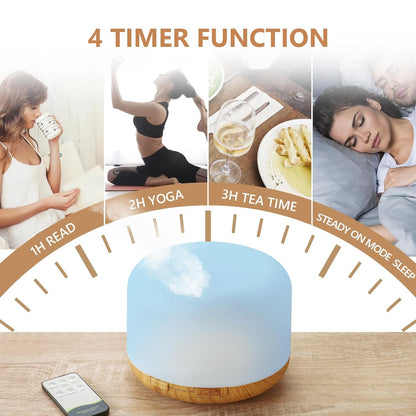 Essential Oil Diffusers with 2 Mist Mode 4 Timers＆7 Ambient Light