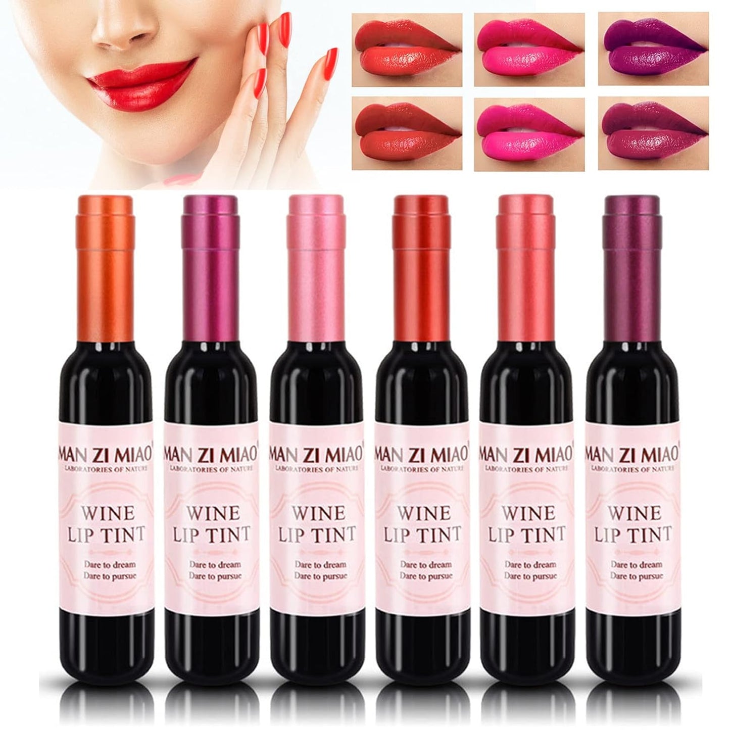 6 Colors Wine Lip Gloss Set - Matte Lip Stain Long Lasting Waterproof, Creates Natural Moisturizing Lip Gloss Easily