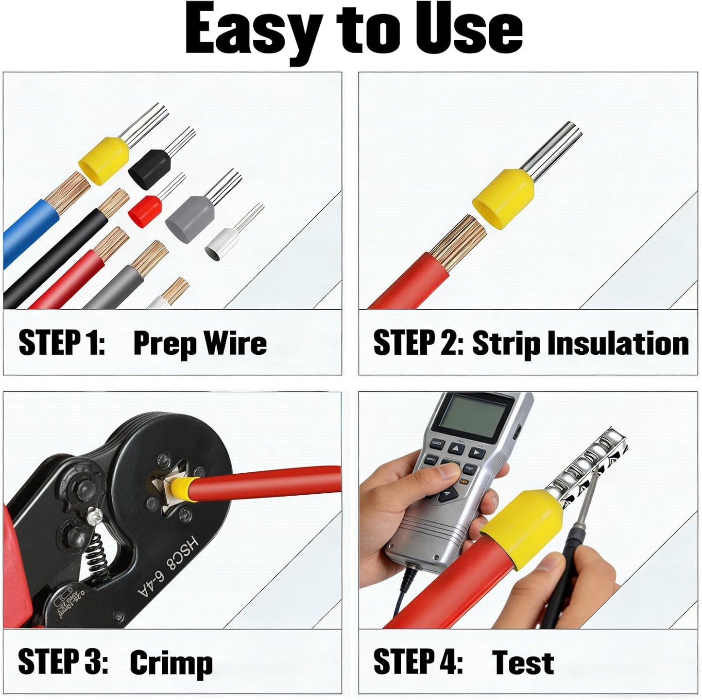 Ferrule Crimping Tool Kit - 200PCS Wire Ferrules with Ratchet Crimper Plier