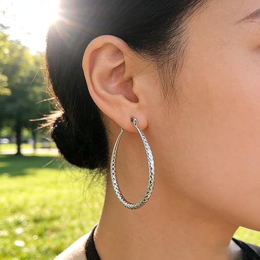 Women's Fashion Jewelry Hip Hop Round Earrings, Large Circle Piercing Hoop Earring