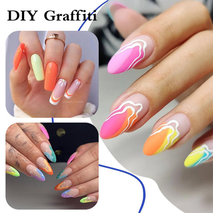 12 Colors 0.5MM Nail Art Graffiti Pens Set for 3D Nail Art, Nail Painting
