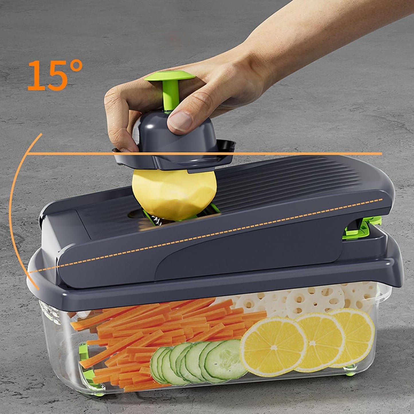 Safe Hand Protection Reusable Vegetable Chopper Mandoline Slicer For Vegetables Fruits Cutting -  ABS Stainless Steel Design Multi Function For Dicing Mincing