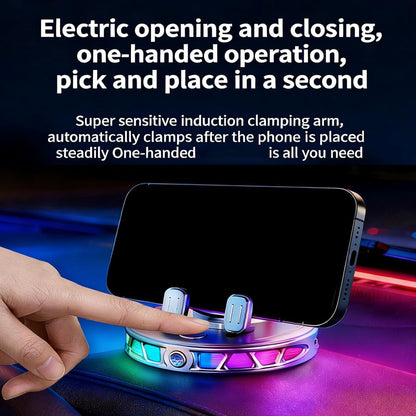 Adjustable Car Dashboard Cellphone Holder with Light Suction Cup, 360° Rotating Automatic Locking Car Phone