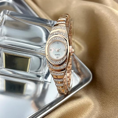 Vintage Women's Round Petite Gold Watch Luxury Stainless Steel Watch