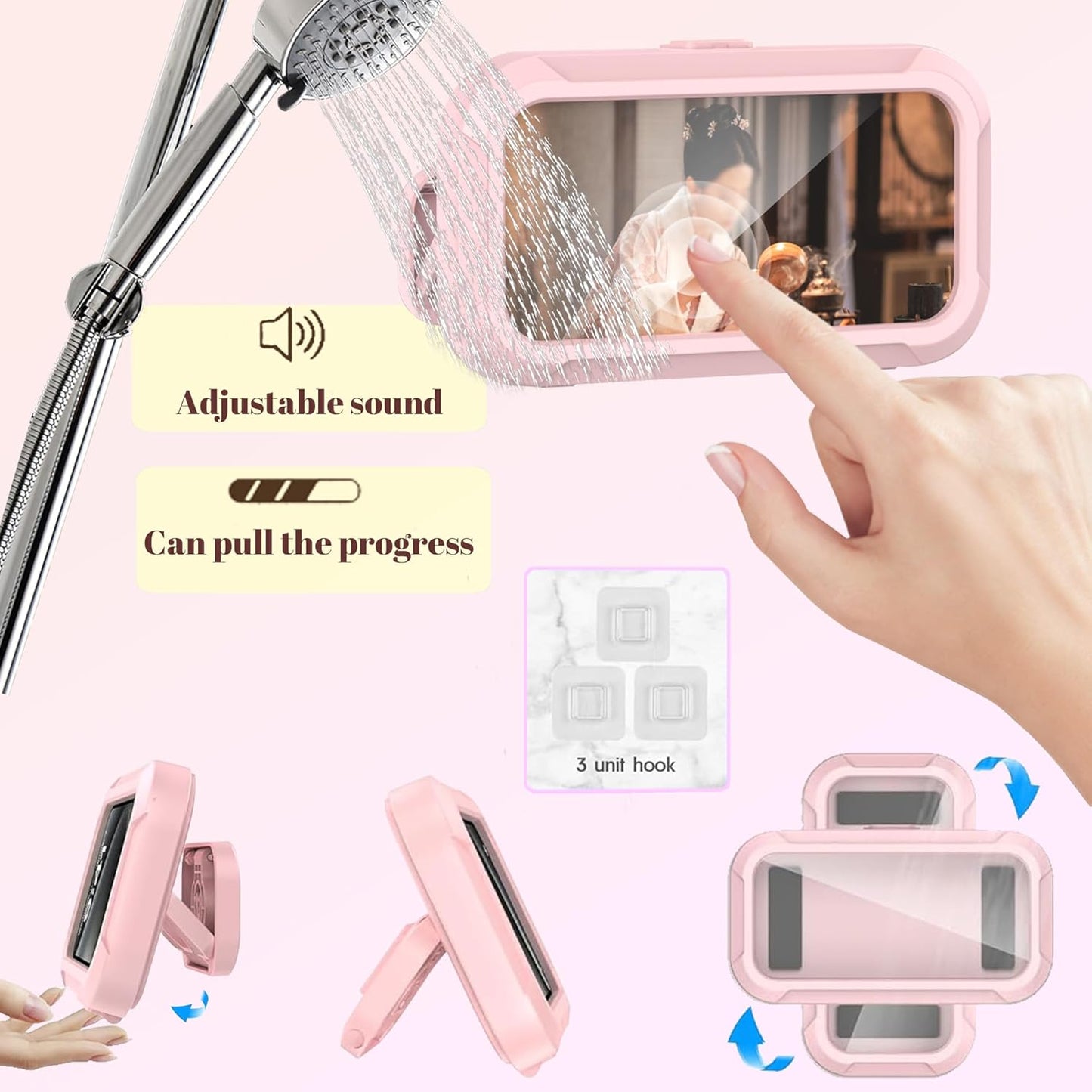 Upgraded Universal Shower Phone Holder - 360° Rotatable & Extendable Waterproof