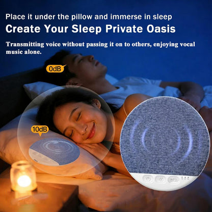 Under Pillow Speaker for Sleeping with White Noise Timer - Mini Bone Conduction Sleep Aid with Stereo Bass