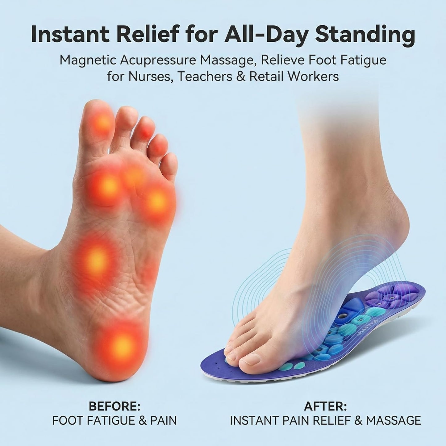1 Pair Acupressure Insoles for Men and Women Magnetic Massage Insoles
