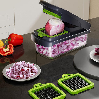 Safe Hand Protection Reusable Vegetable Chopper Mandoline Slicer For Vegetables Fruits Cutting -  ABS Stainless Steel Design Multi Function For Dicing Mincing