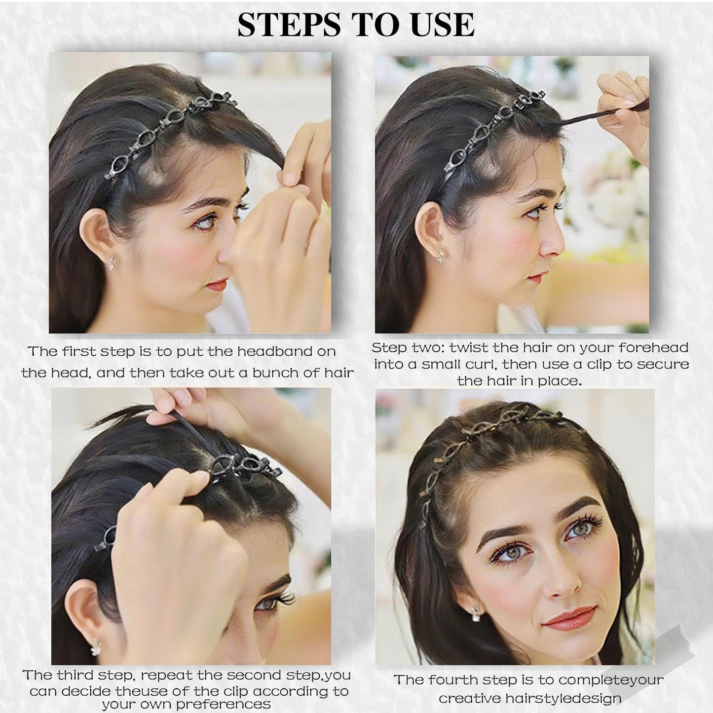 2Pcs Hairpin Headband with Clips, 5.2in * 4.5 in Hair Accessories