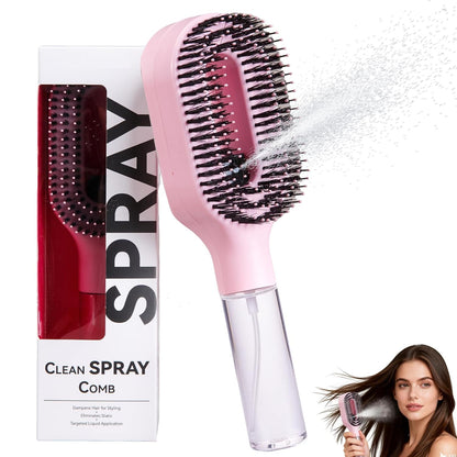 2-in-1 Hair Brush with Water Spray Mister For Smooth