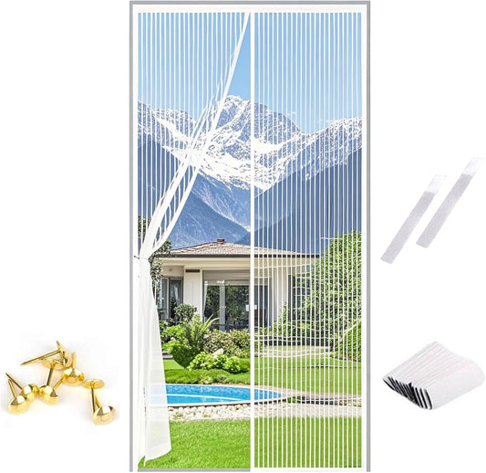 Magnetic Fly Screen Door with Stay Open Buckles