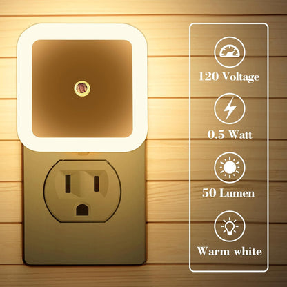 4/8Pcs Night Light,Warm White LED Night Lights Plug into Wall with Dusk to Dawn sensors