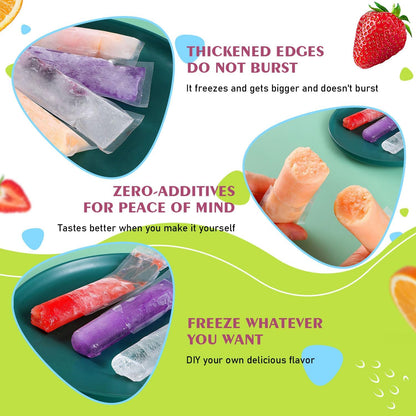 100pcs Disposable Ice Popsicle Mold Bags Freezer Tubes With Zip Seals