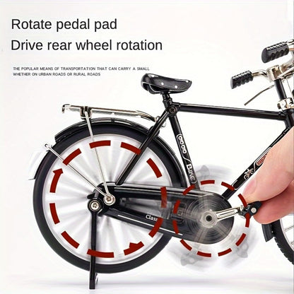 Retro Bicycle Model Miniature Metal Bike Figurine with Air Pump