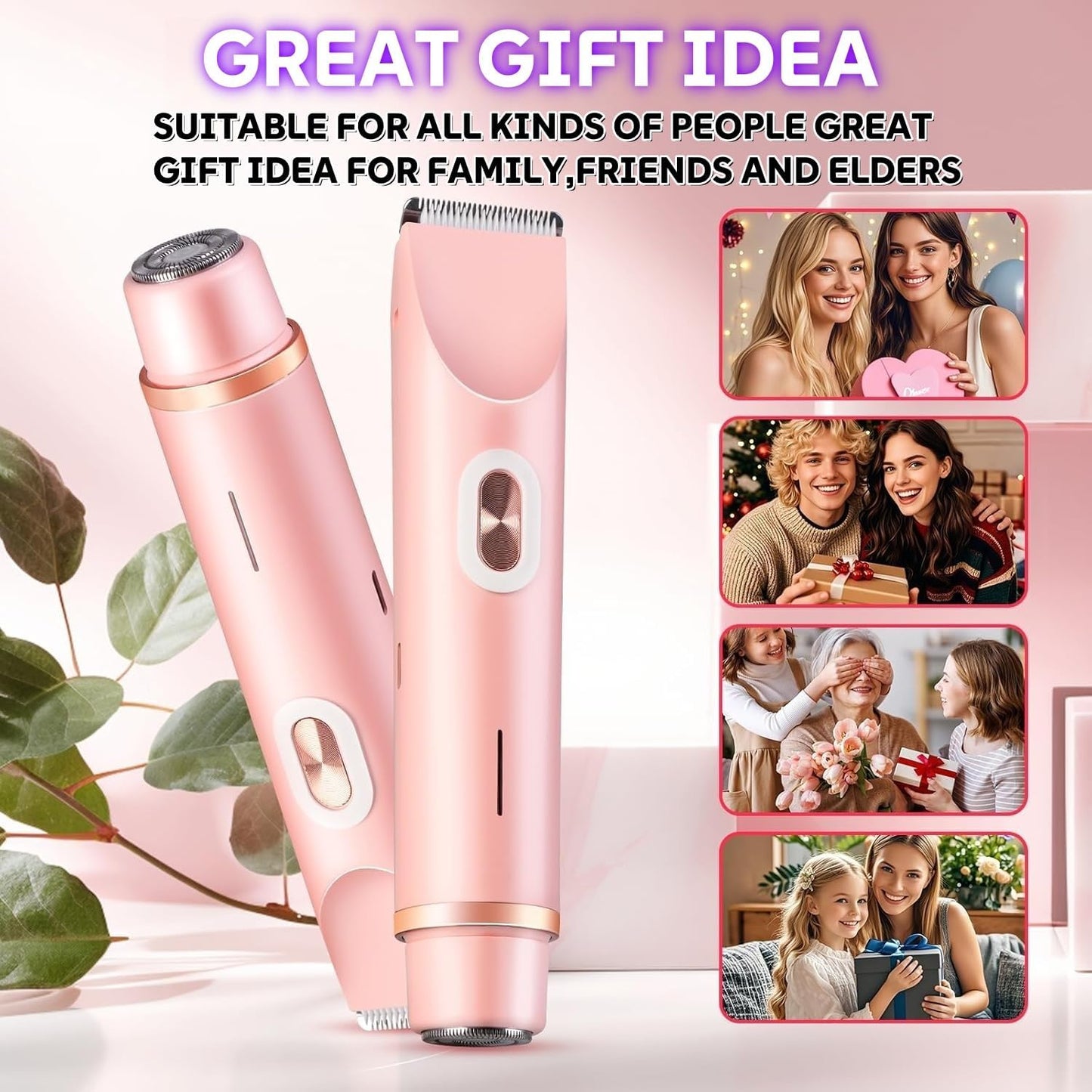 2 in 1 Dual Head Electric Shaver - IPX67 Waterproof Wet & Dry Use for Women Pubic Hair, Underarms, Legs, Arms, Face