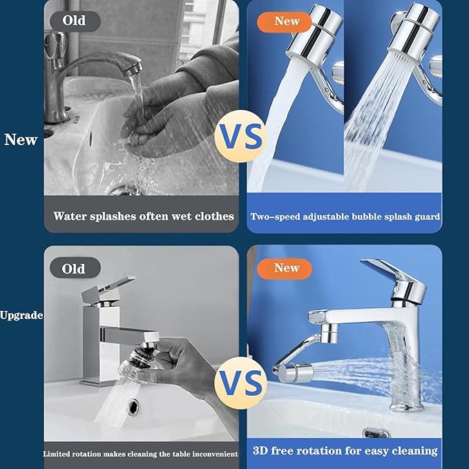 Universal Sink Faucet 360° Rotatable Faucet Aerator Extension,  2 Modes Adjustable U Shaped Faucet Extender