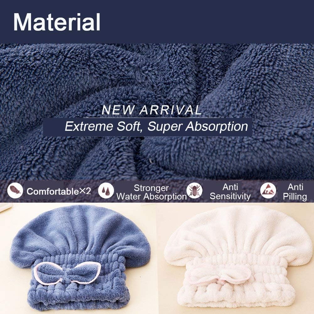3PC Microfiber Hair Towel Caps, Extrame Soft & Ultra Absorbent