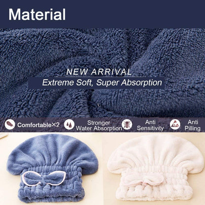 3PC Microfiber Hair Towel Caps, Extrame Soft & Ultra Absorbent