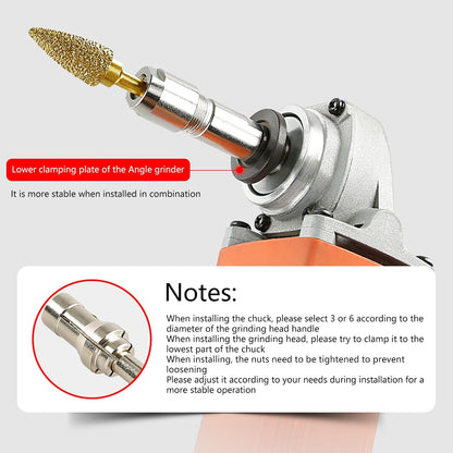 Angle Grinder to Die Grinder Conversion Kit with 1/4", 1/8" Collets for Carving, Polishing, Cutting