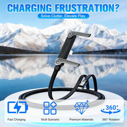 Sideways Phone Charger, 240W Fast Charging Cable, Invisible Stand Charging Cable
