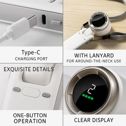 Portable Handheld Fan, 5-Speed Turbo Wind, Digital LED Display, 1800mAh Rechargeable Battery