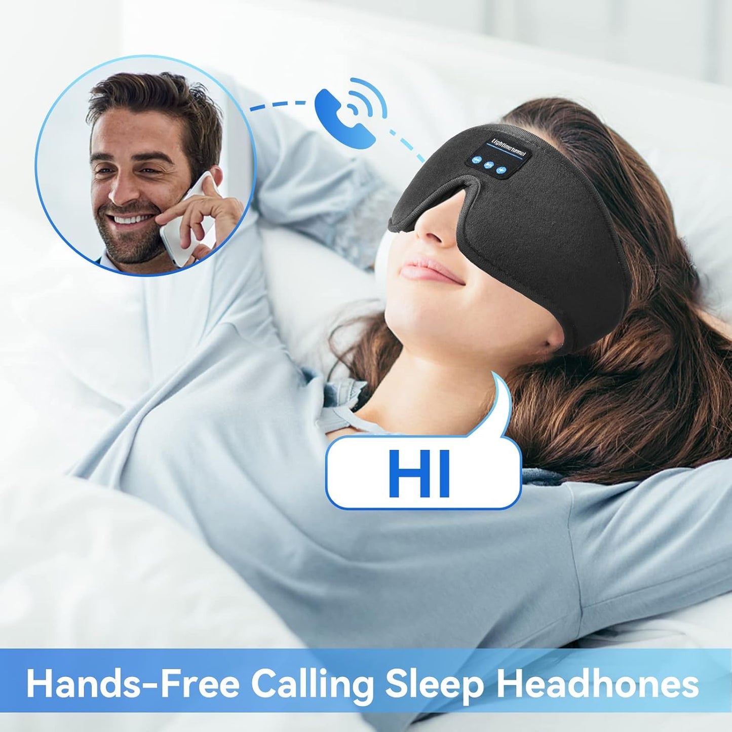 Sleeping Headphones With Adjustable Ultra Thin Stereo Speakers Microphone Hands Free