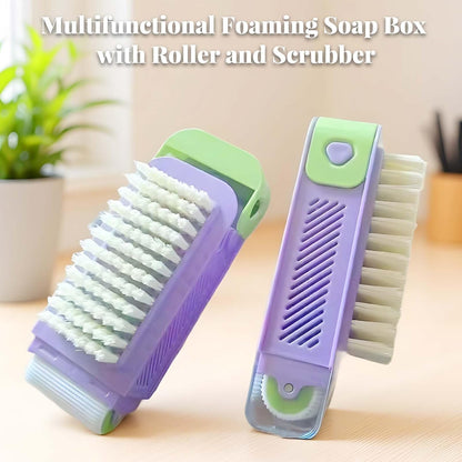 Multi-Functional 3-in-1 Foaming Soap Box with Roller & Scrub