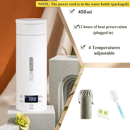 Portable Kettle for Trave with 4 Variable Presets 450ML- 304 Stainless Steel
