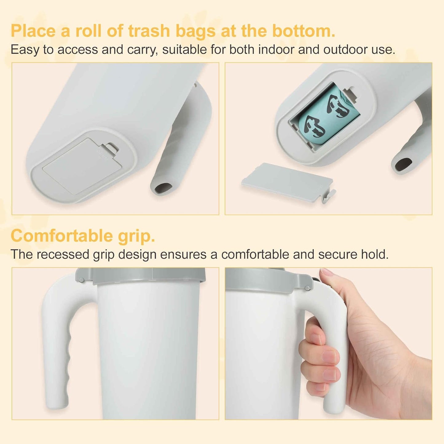 Pooper Scooper for Cat, Cat Litter Scoop with Bags, Integrated Detachable Deep Shovel Holder