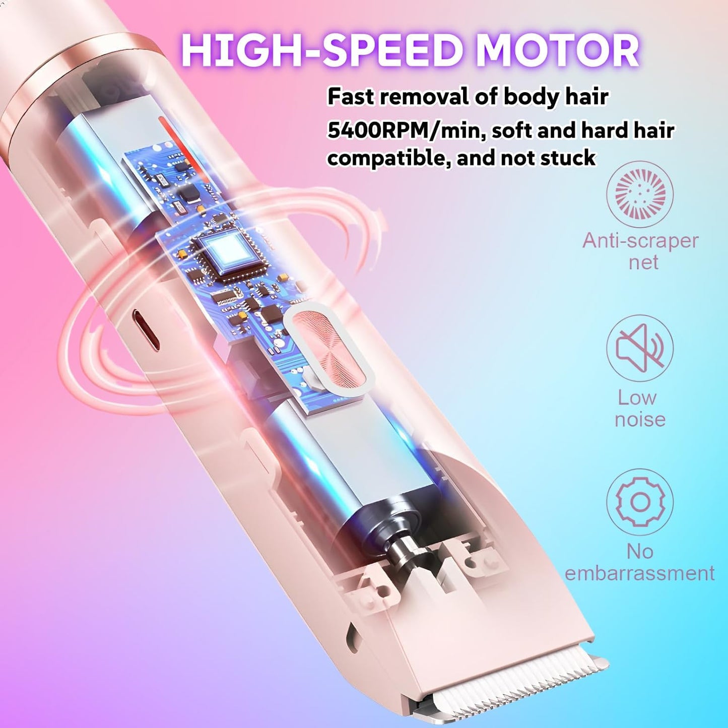2 in 1 Dual Head Electric Shaver - IPX67 Waterproof Wet & Dry Use for Women Pubic Hair, Underarms, Legs, Arms, Face