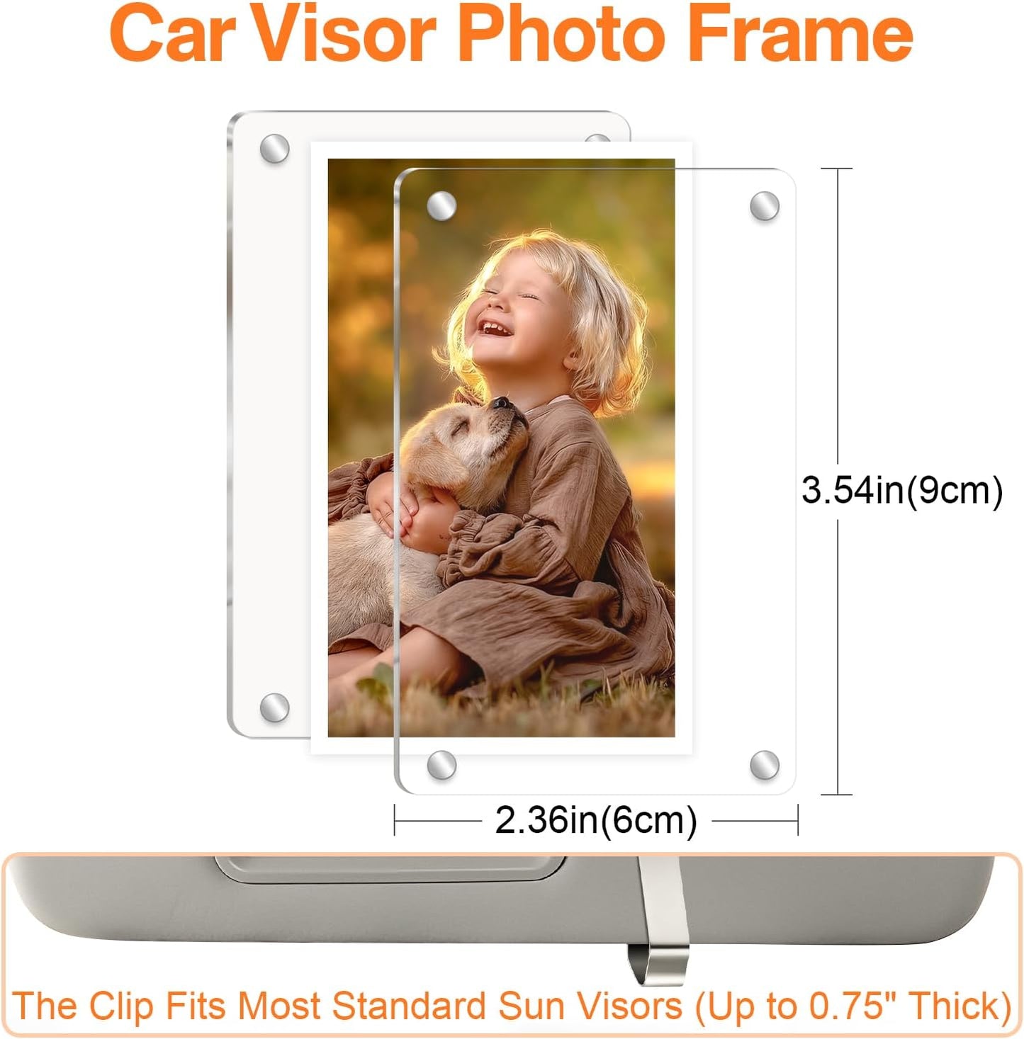 2Pcs Acrylic Magnetic Car Visor Photo Clip Car Picture Holder