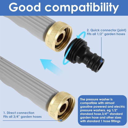 High Pressure Washer Wand Hose Attachment Pressure Washer with 2 Nozzles Multi-Purpose