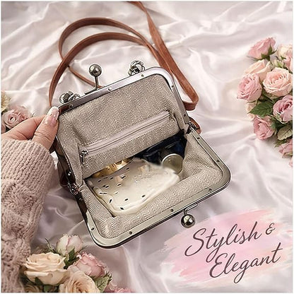 2026 Retro Style Crossbody Bag, Vintage Small Kisslock Frame Bag