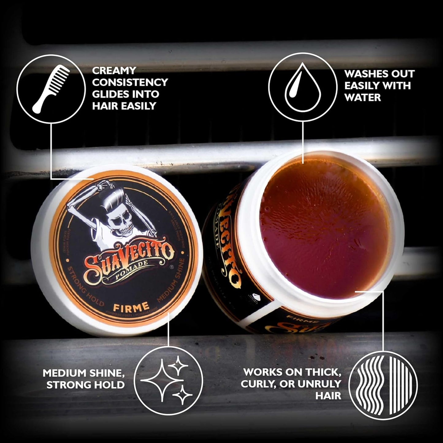 Strong Hold Hair Pomade For Men - Medium Shine Water Based Flake Free Hair Gel - Easy To Wash Out - All Day Hold For All Hair Styles