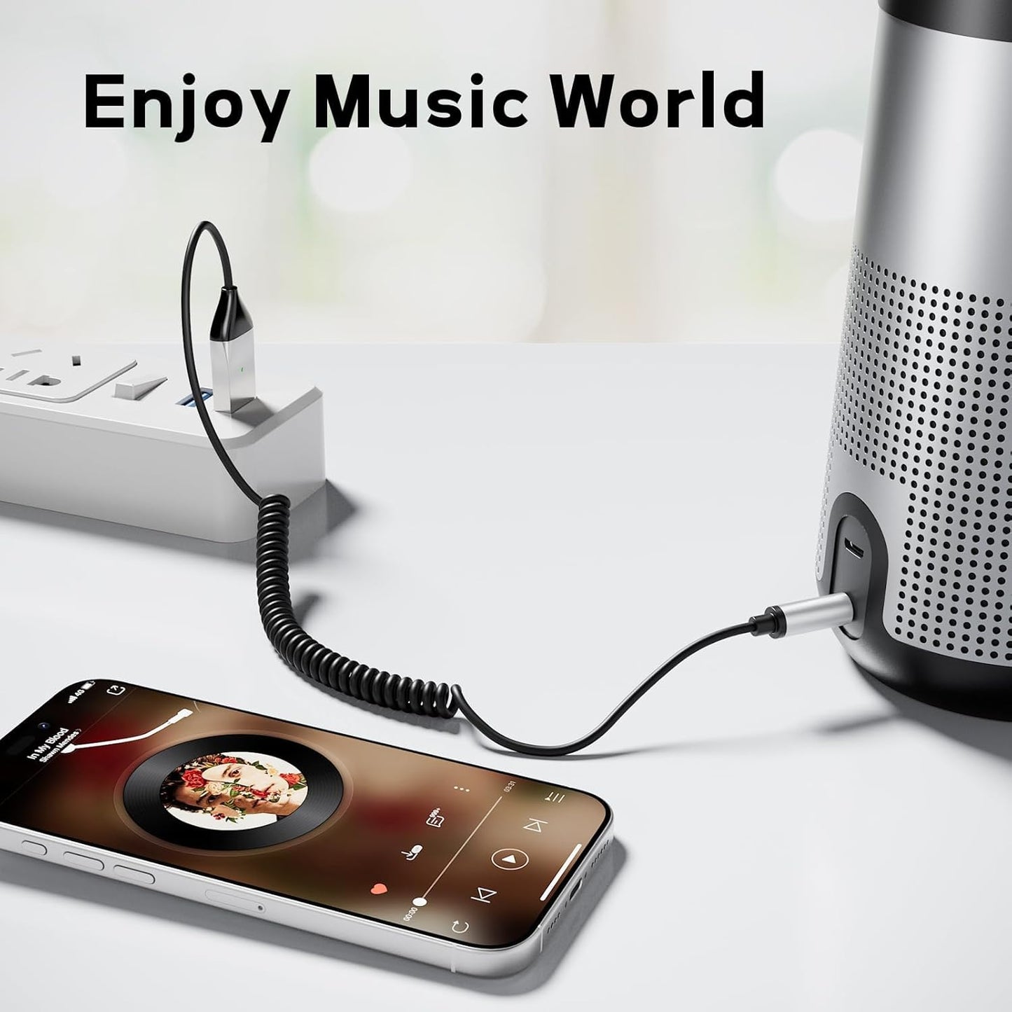 Aux to Bluetooth 5.3, USB 2.0 to 3.5mm for Car Bluetooth Receiver Jack Kit with Built-in Microphone Aux Input