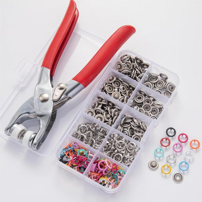 Metal Snap Button Kit 100set, 9.5mm Snap Fasteners Kit with Pliers