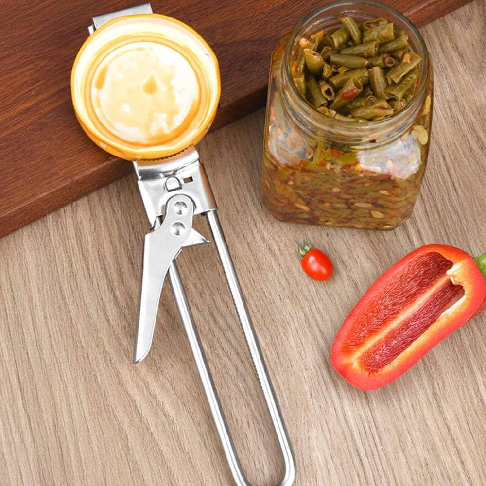 Multifunction Adjustable Stainless Steel Can Opener, Can Jar Lid Gripper Manual Opener