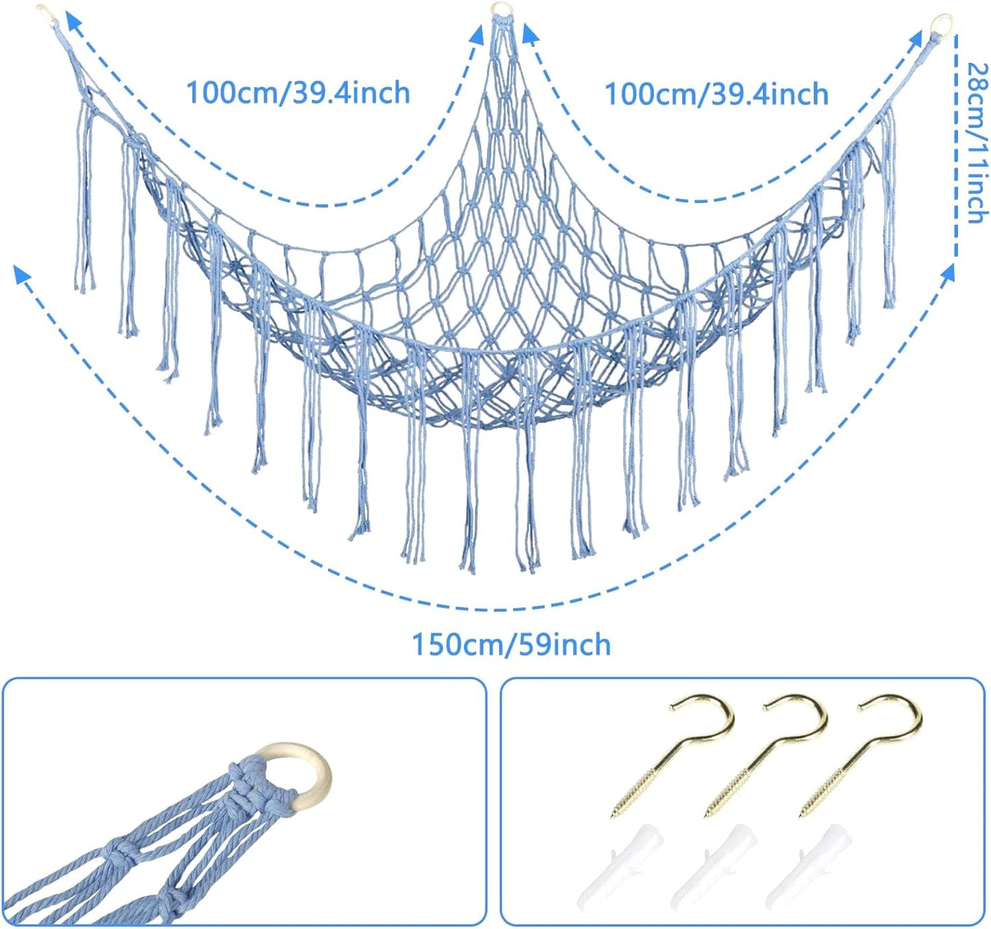 Stuffed Animal Hammock Corner, Hand-knitted Large Plushie Net