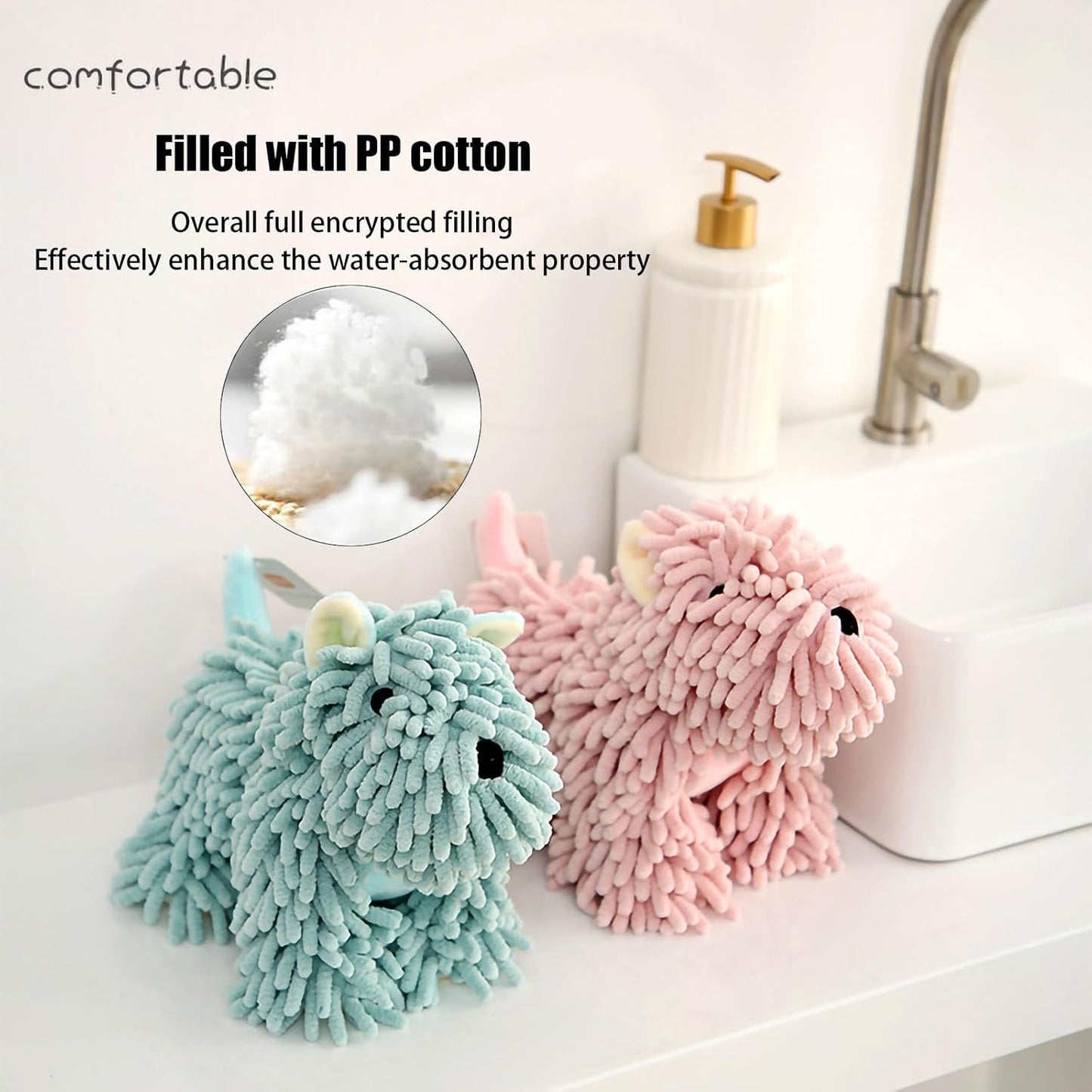 Dogs Fuzzy Ball Hand Towel,Hanging Hand Towels for Bathroom