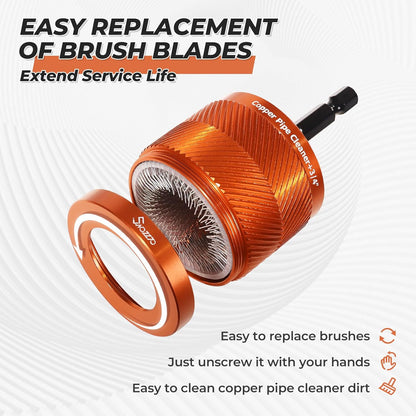 Metal Copper Pipe Cleaner for Drill with Replaceable Tool