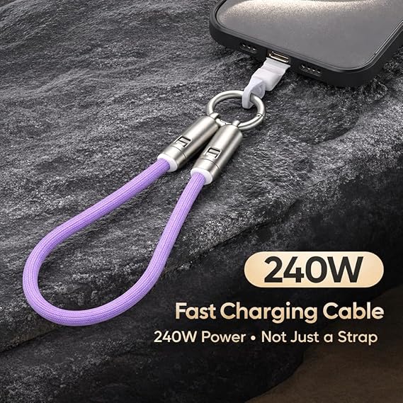 Universal Cell Phone Strap with Built-in 240W USB C Charging Cable & Data Transfer